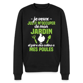 M'occuper de mon jardin, Cadeau jardinier poules - Pull Premium bio Homme - noir - Devant - Nico (187cm)