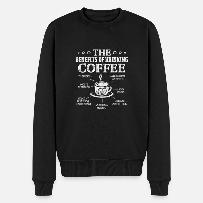 Kaffee - Männer Premium Bio Pullover - Schwarz