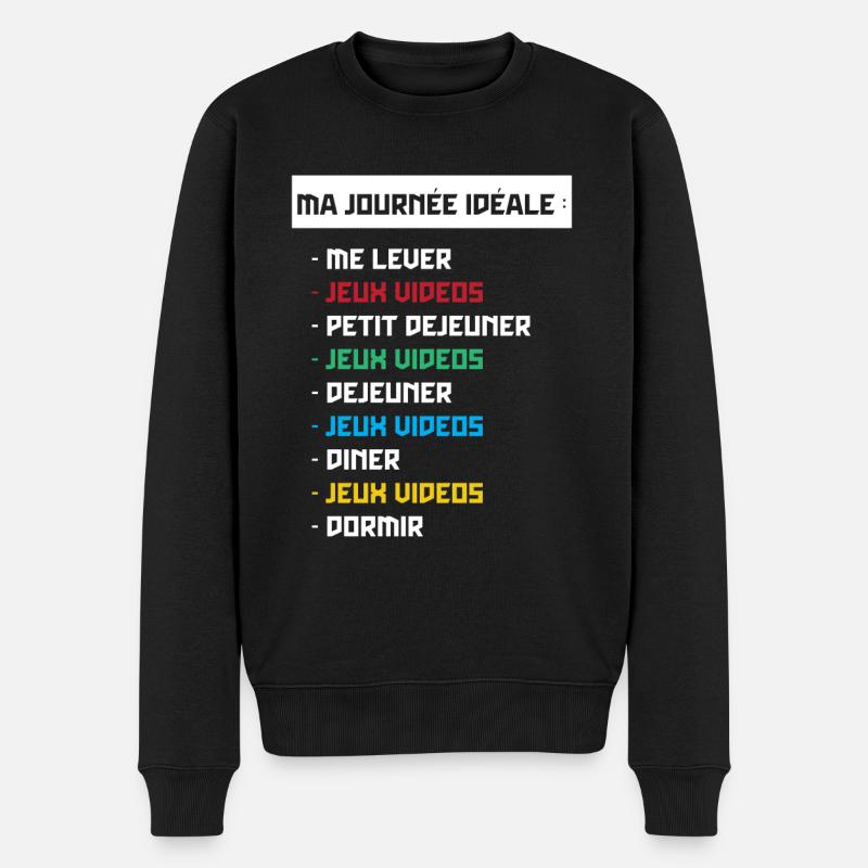 T shirt geek ma journée idéale - Pull Premium bio Homme - noir
