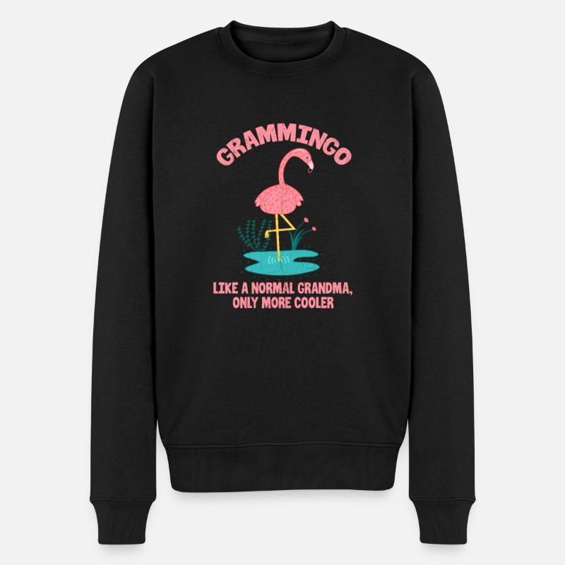 Flamingo Oma - Männer Premium Bio Pullover - Schwarz
