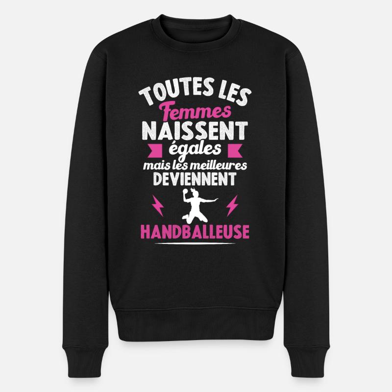 les meilleures femmes deviennent Handballeuse - Pull Premium bio Homme - noir
