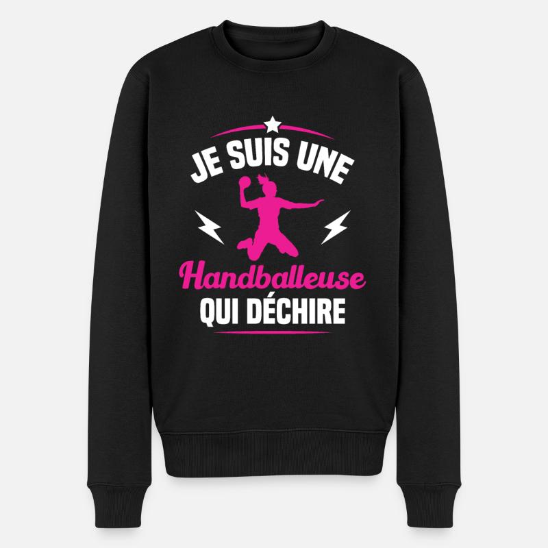 Je suis une handballeuse qui déchire - Pull Premium bio Homme - noir