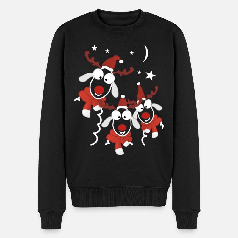 Rentier Weihnachten - Männer Premium Bio Pullover - Schwarz