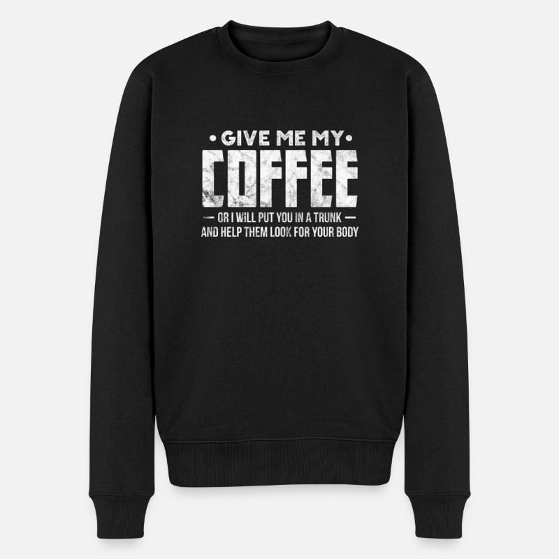 Kaffee - Männer Premium Bio Pullover - Schwarz