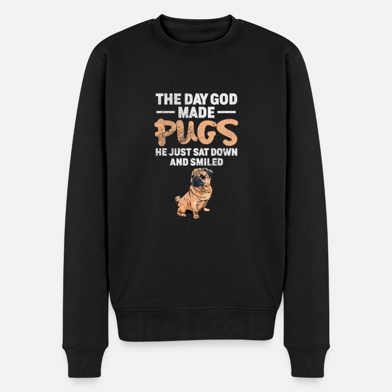 Mops - Männer Premium Bio Pullover - Schwarz