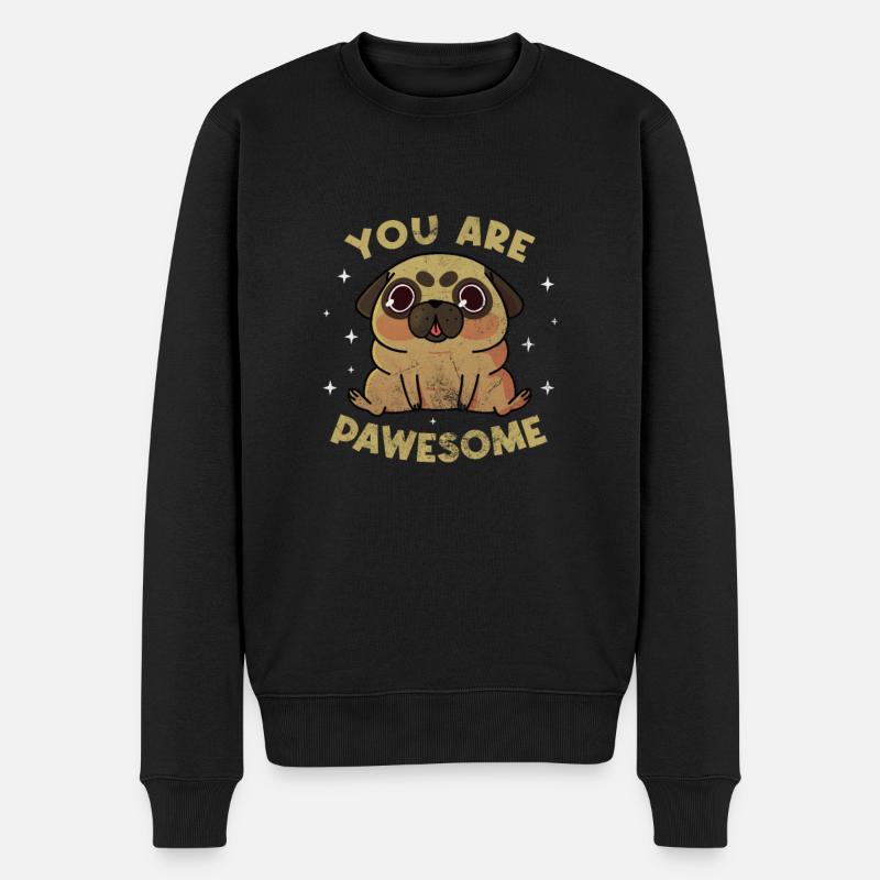 Mops - Männer Premium Bio Pullover - Schwarz