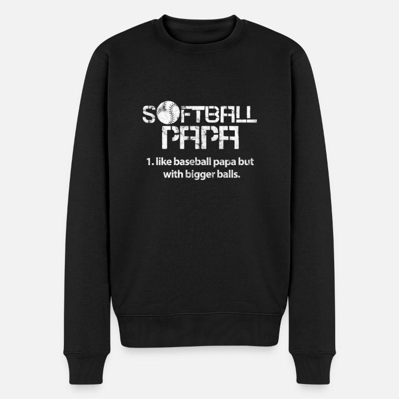 Softball Vater - Männer Premium Bio Pullover - Schwarz