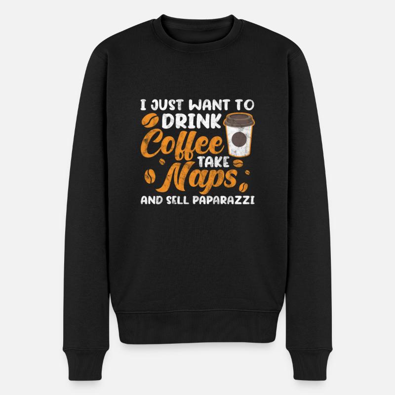 Kaffee - Männer Premium Bio Pullover - Schwarz
