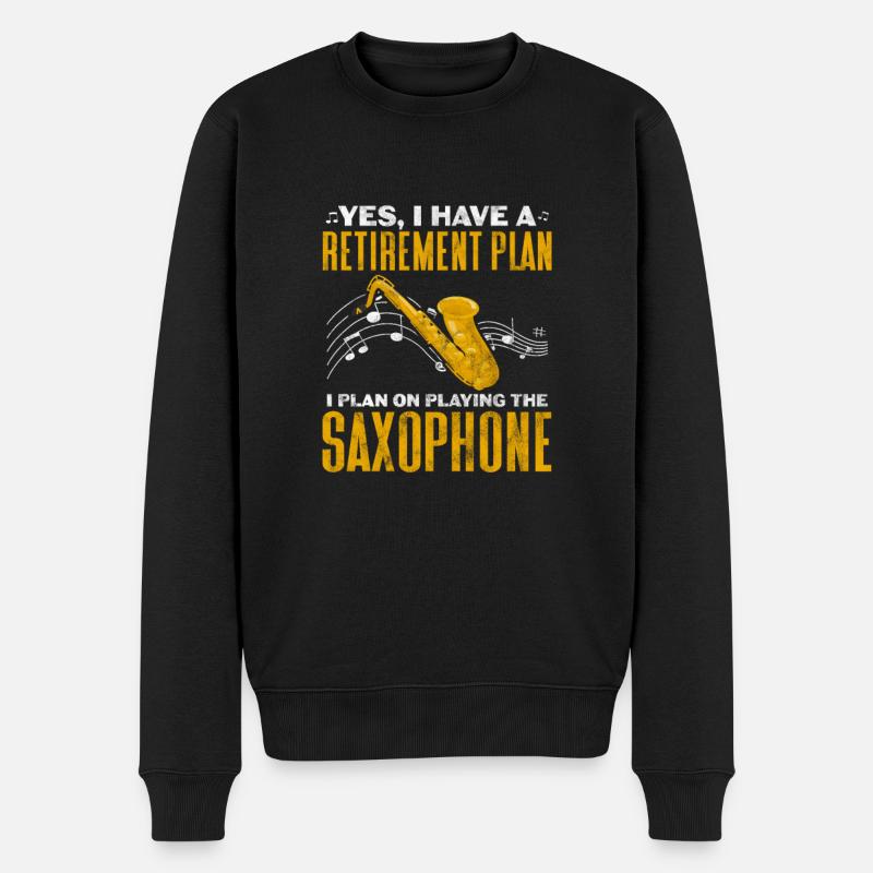 Ruhestand Saxophone - Männer Premium Bio Pullover - Schwarz