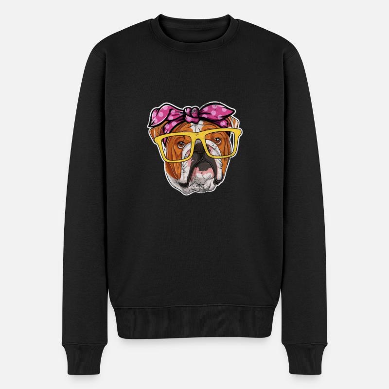 English Bulldog - Männer Premium Bio Pullover - Schwarz