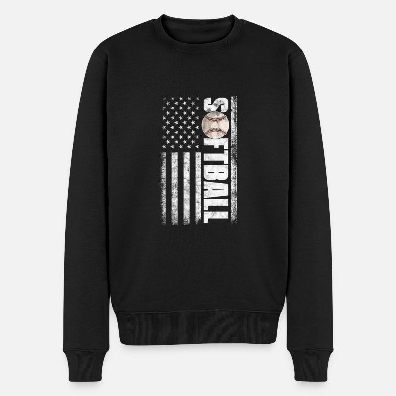 Softball États-Unis - Pull Premium bio Homme - noir