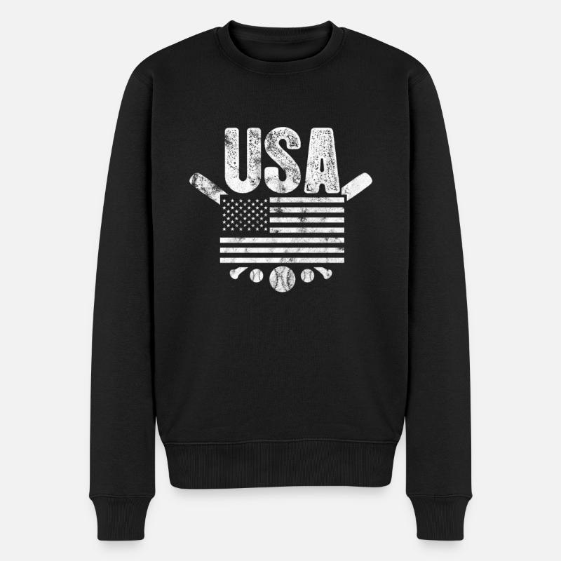 Softball États-Unis - Pull Premium bio Homme - noir