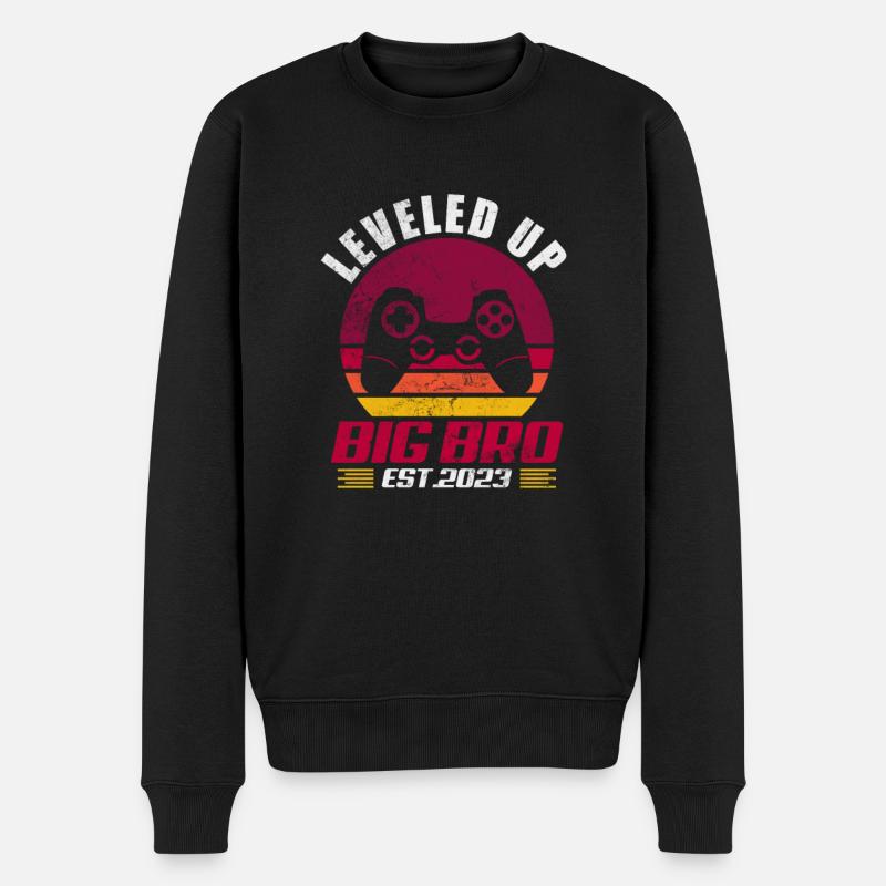 Schwangerschaft Grosser Bruder - Männer Premium Bio Pullover - Schwarz