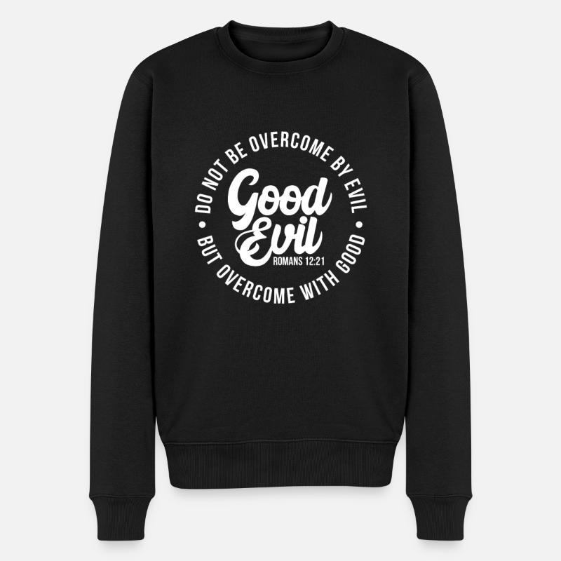 Bibel Bibelvers Christliche Sprüche Jesus Geschenk - Männer Premium Bio Pullover - Schwarz