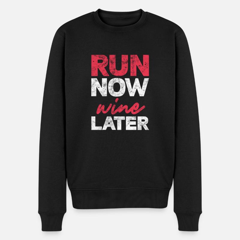 Laufen Läufer Jogging Joggen Läuferin Geschenk - Männer Premium Bio Pullover - Schwarz