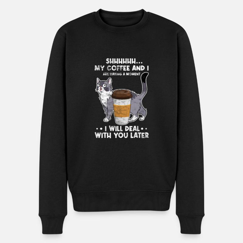 Kaffee - Männer Premium Bio Pullover - Schwarz