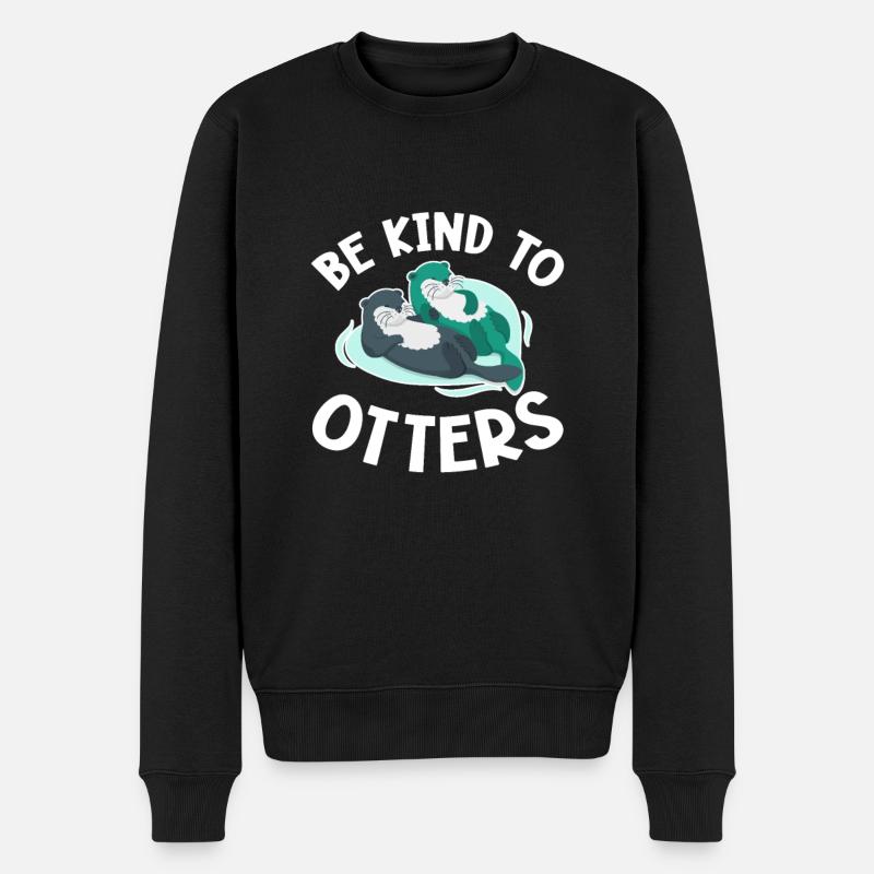 Otter Seeotter Fischotter Geschenk - Männer Premium Bio Pullover - Schwarz