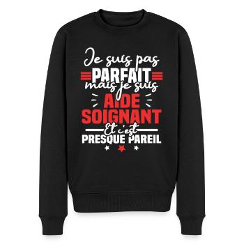 Je suis pas parfait mais je suis aide soignant - Pull Premium bio Homme - noir - Devant - Nico (187cm)