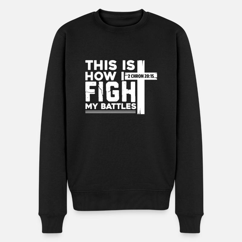 Bibel Bibelvers Christliche Sprüche Jesus Geschenk - Männer Premium Bio Pullover - Schwarz
