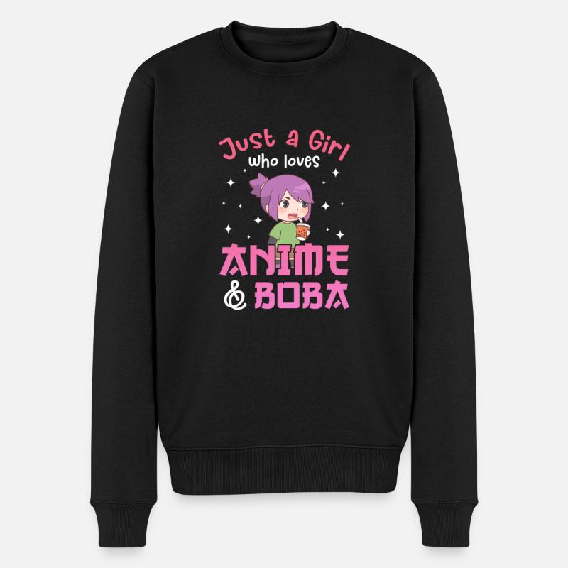 Bubble Tea Anime - Männer Premium Bio Pullover - Schwarz