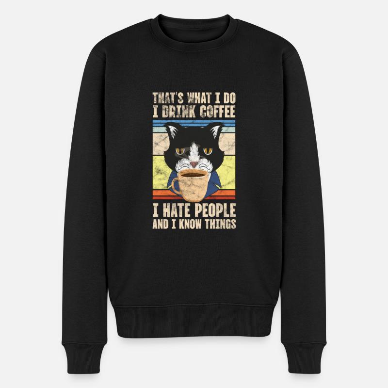 Kaffee - Männer Premium Bio Pullover - Schwarz