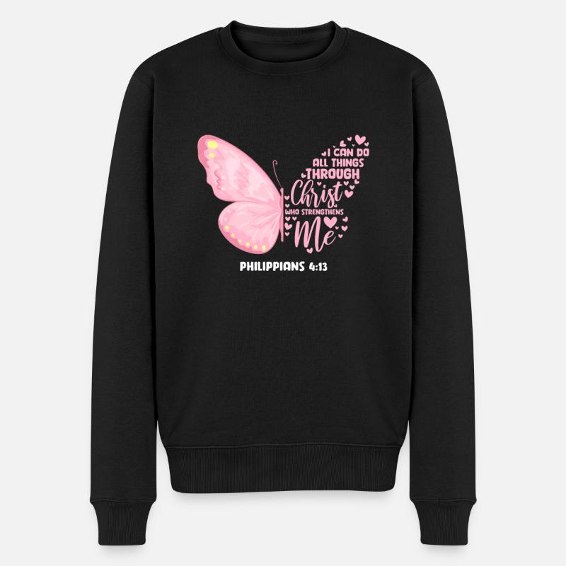 Bibel Bibelvers Christliche Sprüche Jesus Geschenk - Männer Premium Bio Pullover - Schwarz
