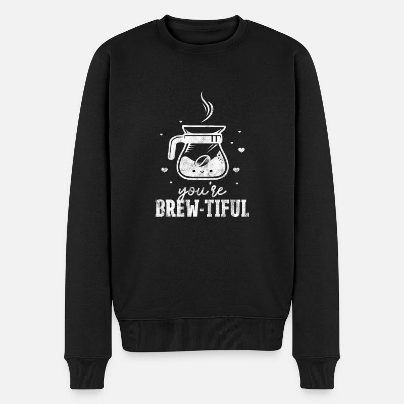 Kaffee - Männer Premium Bio Pullover - Schwarz