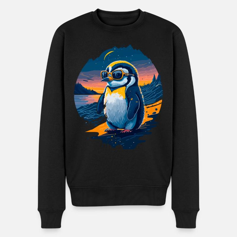 Niedlicher Pinguin - Männer Premium Bio Pullover - Schwarz