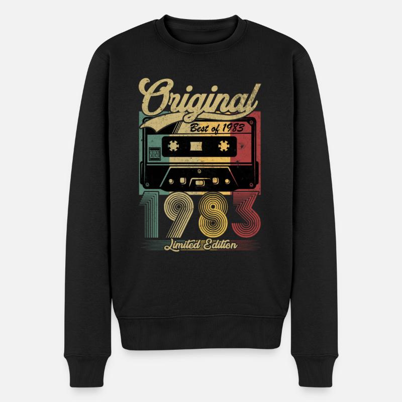 Vintage Jubiläum 1983 Retro Kassette - Männer Premium Bio Pullover - Schwarz
