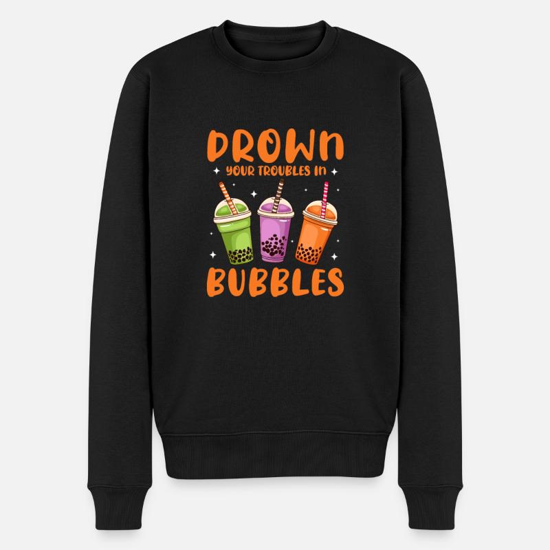 Bubble Tea - Männer Premium Bio Pullover - Schwarz