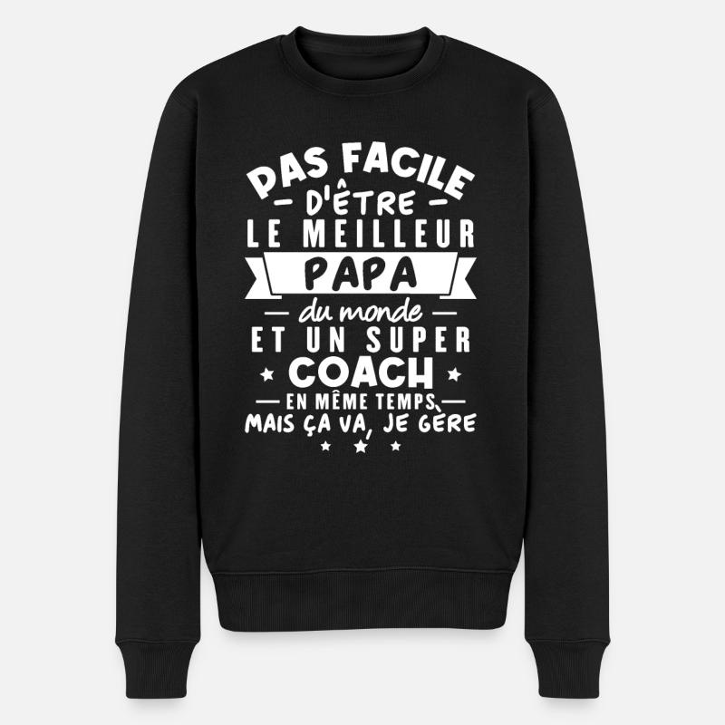 Papa et Coach - Pull Premium bio Homme - noir