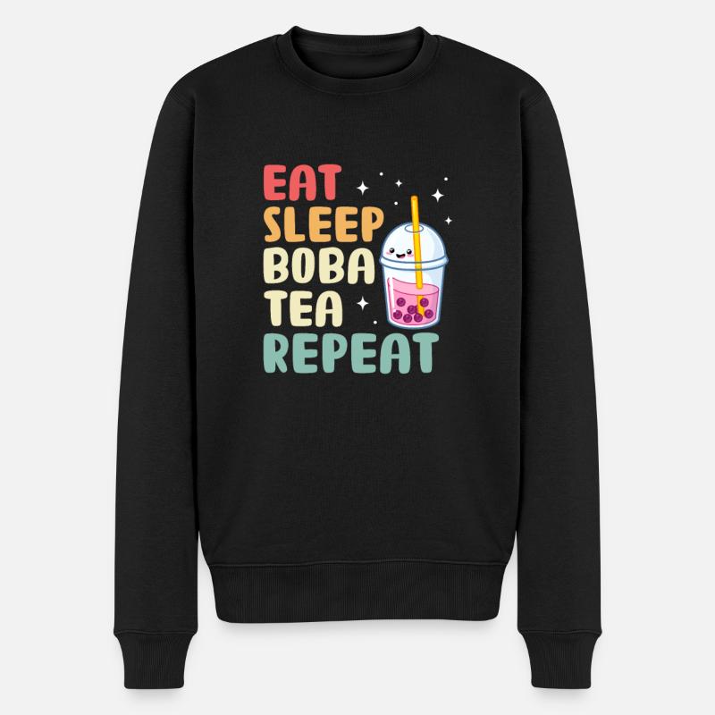 Bubble Tea - Männer Premium Bio Pullover - Schwarz