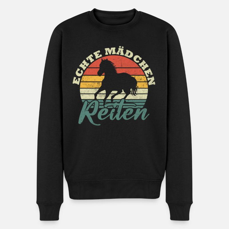 Echte mädchen reiten - Männer Premium Bio Pullover - Schwarz