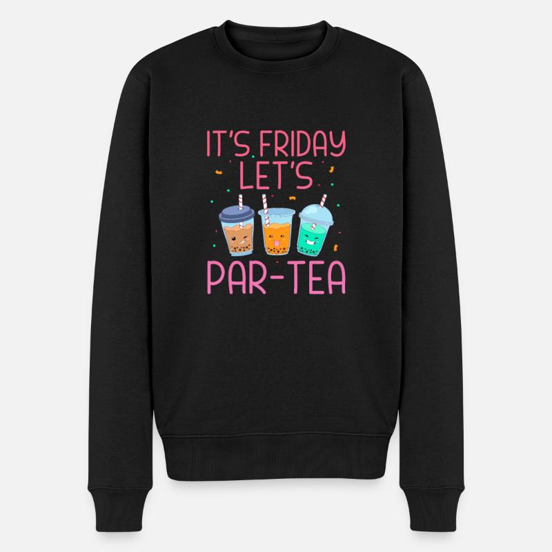Bubble Tea - Männer Premium Bio Pullover - Schwarz
