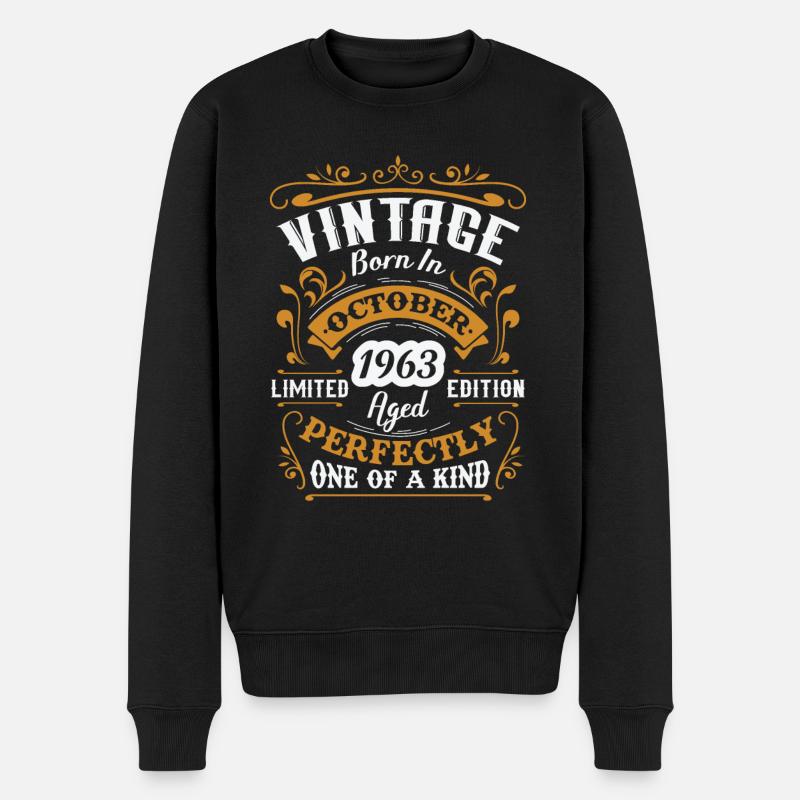 Vintage-Geburtstagsgeschenk geboren im Oktober 1963 - Männer Premium Bio Pullover - Schwarz