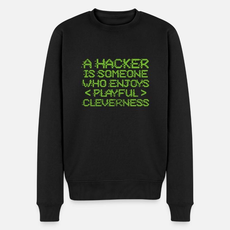 Hacker - Männer Premium Bio Pullover - Schwarz