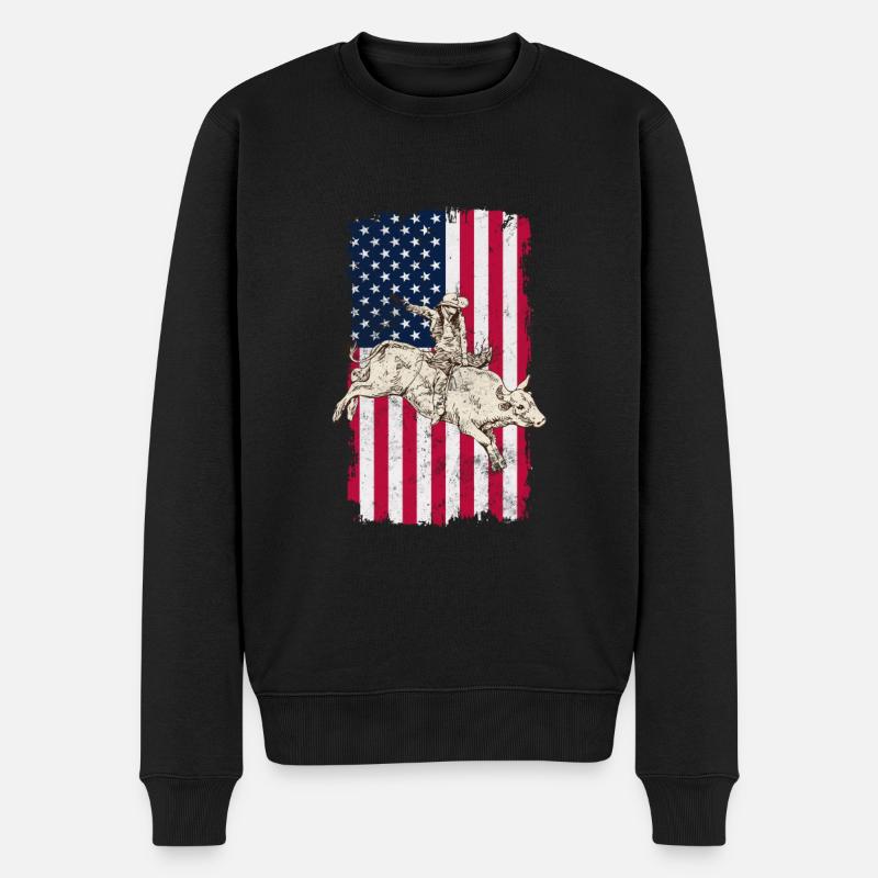 Cowboy - Männer Premium Bio Pullover - Schwarz