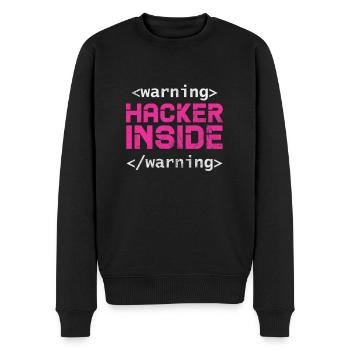 Hacker - Männer Premium Bio Pullover - Schwarz - Vorne - Nico (187cm)