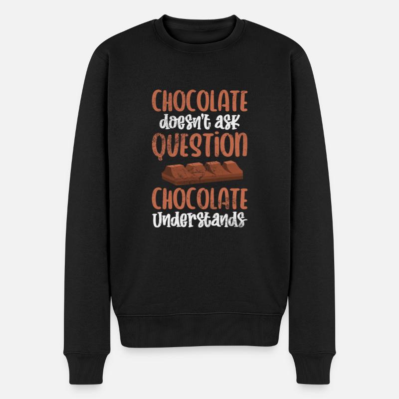 Schokolade - Männer Premium Bio Pullover - Schwarz