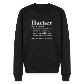 Hacker - Men's Premium Organic Jumper - black - Front - Nico (187cm)