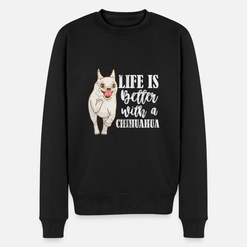Chihuahua - Männer Premium Bio Pullover - Schwarz
