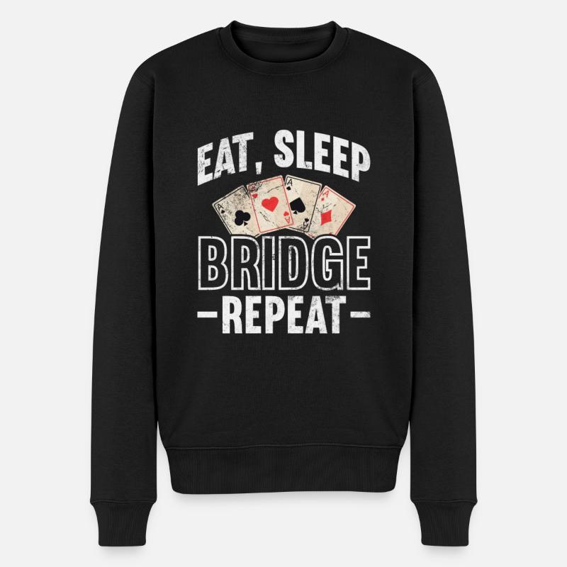 Bridge Kartenspiel Casino Karten Spiel Geschenk - Männer Premium Bio Pullover - Schwarz