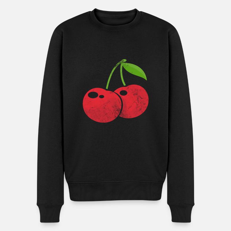 Kirsche - Männer Premium Bio Pullover - Schwarz
