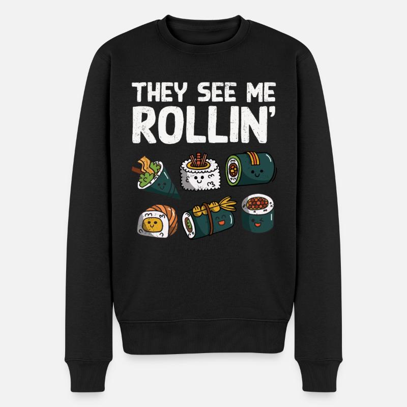 Sushi - Männer Premium Bio Pullover - Schwarz