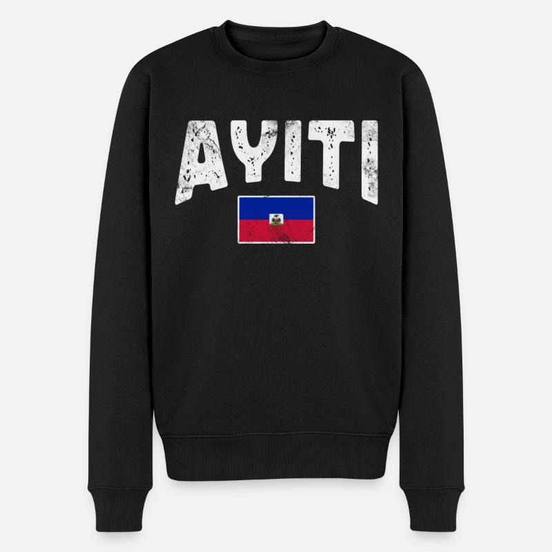 Haiti - Männer Premium Bio Pullover - Schwarz