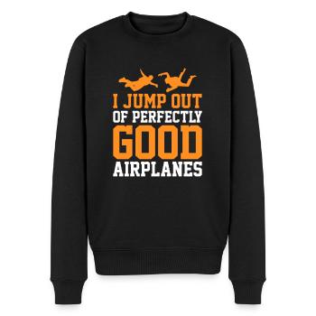 Skydive Skydiver Skydiving Fallschirm Geschenk - Männer Premium Bio Pullover - Schwarz - Vorne - Nico (187cm)
