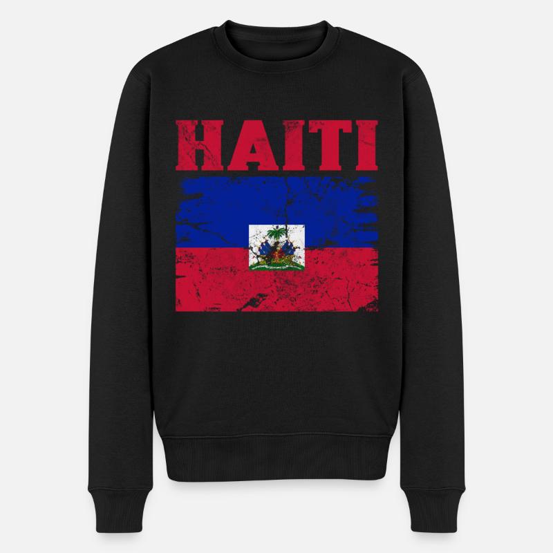 Haiti - Männer Premium Bio Pullover - Schwarz
