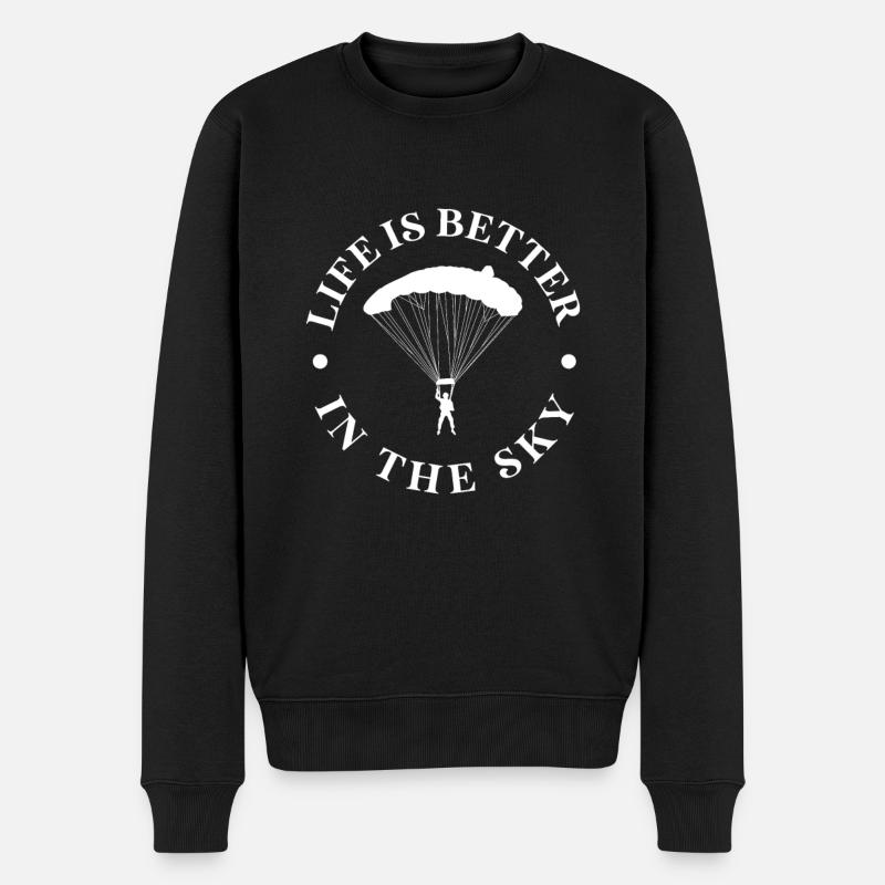 Skydive Skydiver Skydiving Fallschirm Geschenk - Männer Premium Bio Pullover - Schwarz