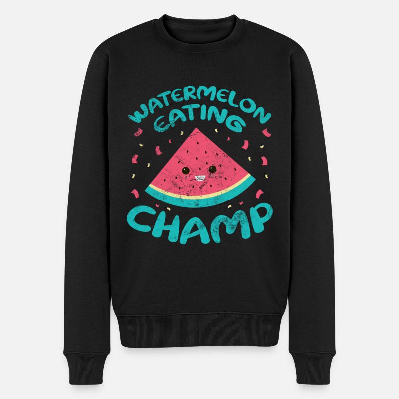 Wassermelone - Männer Premium Bio Pullover - Schwarz