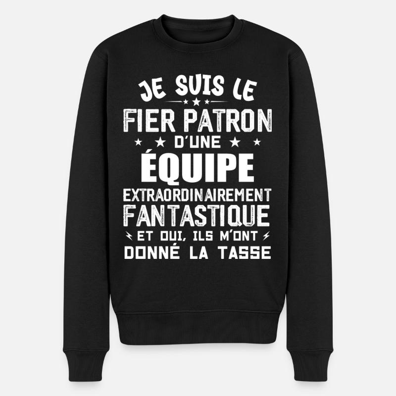 Jeg er den stolte chef for et team - Økologisk premium-sweatshirt til mænd - sort